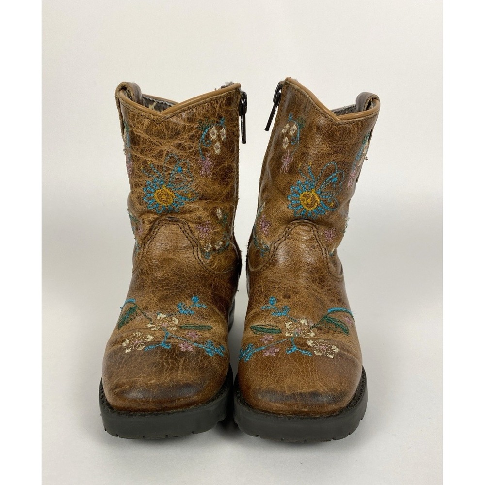 Smoky Mountain Girl's Western Floral Embroidered Leather Boots SZ 7R Toddler